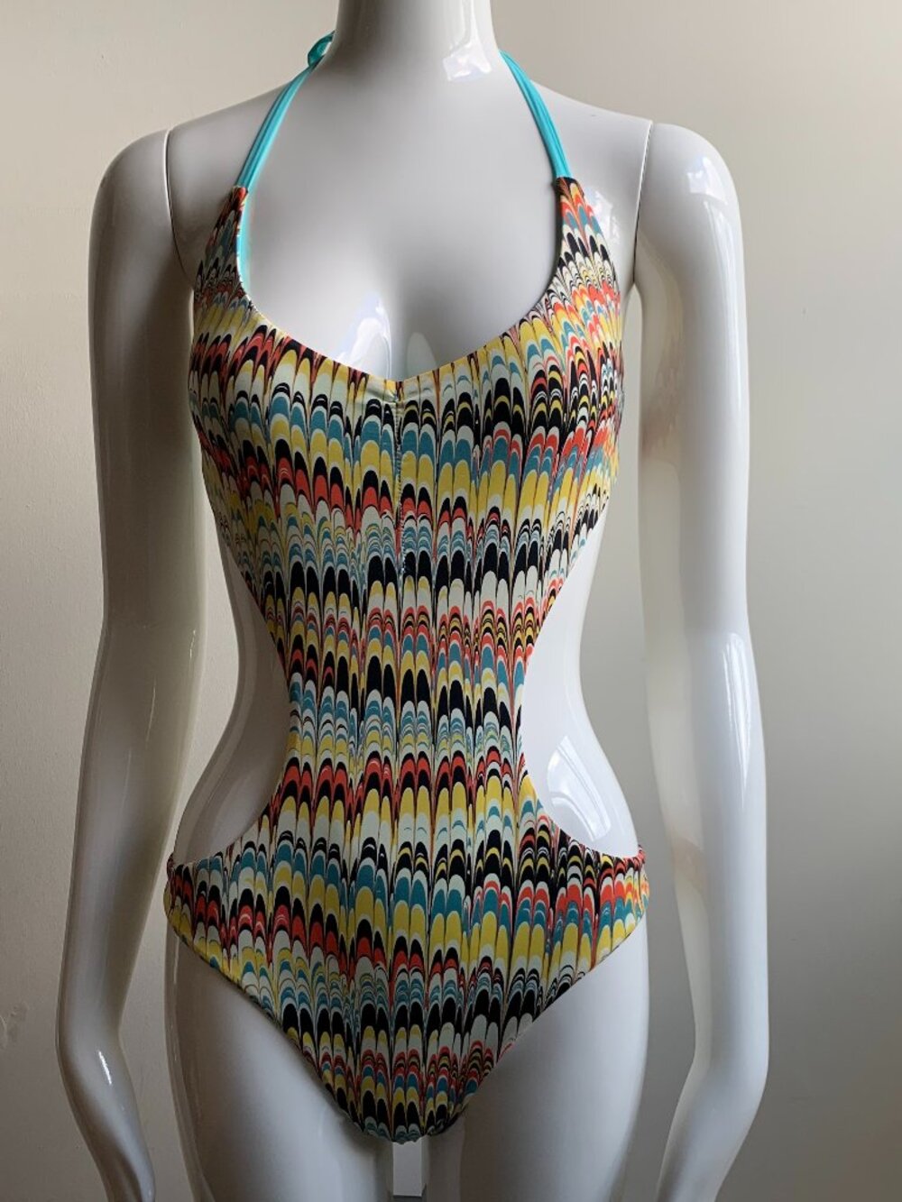Sauvage multicolor printed monokini cut out one piece luxury swimsuit